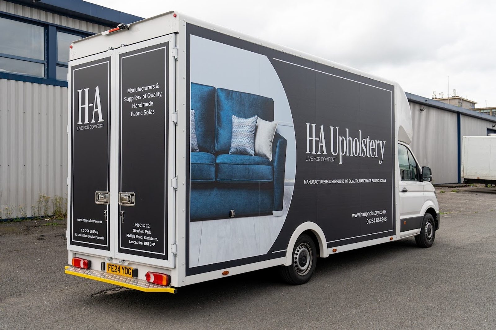 HA Upholstery liveried Luton delivery van